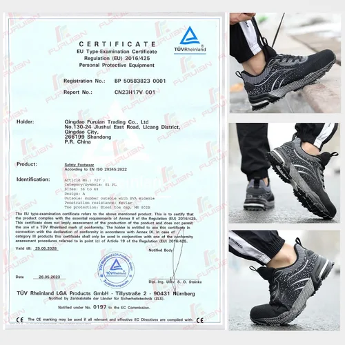 Vista 7 de Furuian Zapatos de punta de acero para hombres y mujeres, zapatos de trabajo de seguridad ligeros, cómodos, con puntera de acero, zapatillas