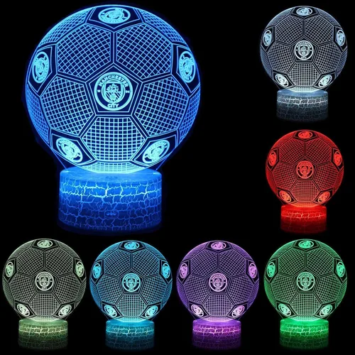 Vista 3 de 3D ilusión noche luz fútbol fútbol tres patrón 16 cambio de color lámpara de ilusión deportes lámpara de luz nocturna para niños niños