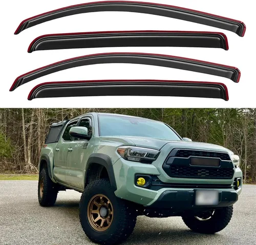 Vista 31 de Viseras de ventana compatibles con Wrangler JK de 4 puertas 2007-2018, protectores de lluvia negros en canal, 4 deflectores de ventana lateral