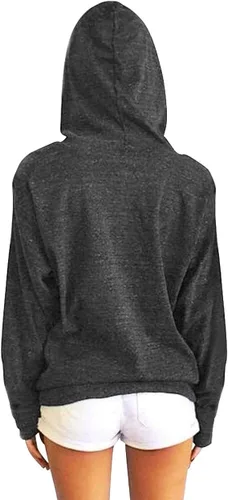 Vista 2 de Muicy Sudaderas con capucha para mujer, camiseta de manga larga casual con bolsillos
