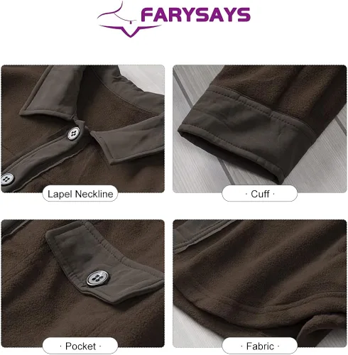 Vista 5 de FARYSAYS Womens Single Breasted Shacket Jacket Mid Length Trench Pea Coat Outwear