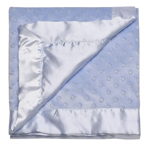 Vista 2 de Baby Starters Manta de puntos texturizados con ribete satinado, azul 30 x 40 pulgadas