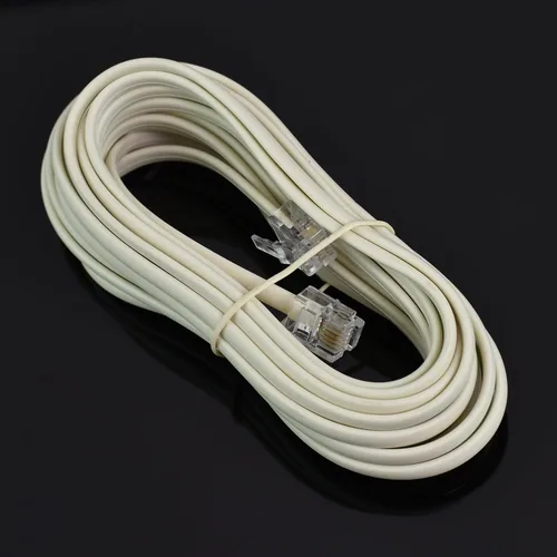 Vista 9 de Cable de extensión de teléfono modular RJ11 6P4C Cable de línea de cable de teléfono (7 pies, beige) (33201)