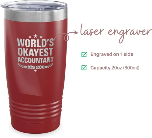 Vista 2 de World's Okayest Accountant - Vaso de contable, regalo para compañeros de trabajo, regalo para miembros de la familia, regalos de Navidad, tazas