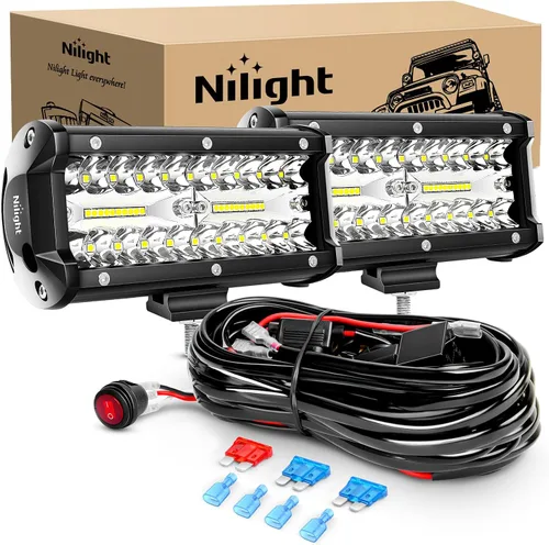 Vista 14 de Nilight - Barra de luz lateral de 17,78 cm, triple fila, haz puntual y disperso, luz de trabajo todoterreno para camiones, SUV, ATV, UTV