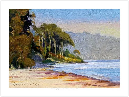 Vista 9 de Goleta Beach - Santa Barbara California - De una pintura original a color por Wade Koniakowsky - Impresión de papel mate de arte fino (sin marco)