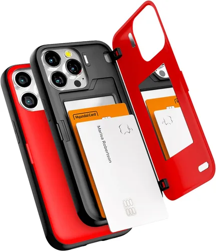 Vista 9 de GOOSPERY Parachoques magnético para puerta compatible con iPhone 13 Pro, tarjetero tipo cartera, cierre automático, protección de doble capa Negro