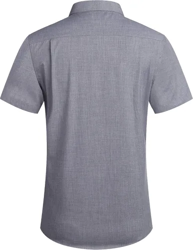 Vista 4 de COOFANDY - Camisa de lino de manga corta con botones estilo informal para hombre, para la playa