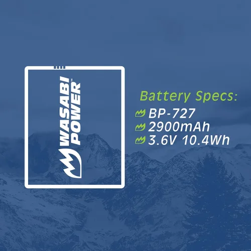 Vista 3 de Wasabi Power Batería para Canon BP-727 y Canon VIXIA HF M50, M52, M500, HF R30, R32, R300, HF R40, R42, R400, R50, R52, R500, R60, R62, R600, R70