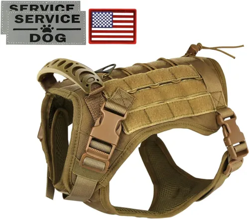 Vista 9 de Arnés táctico para perro, chaleco de entrenamiento al aire libre, chaleco militar K9 de patrulla para perro, arnés táctico ajustable para cachorros