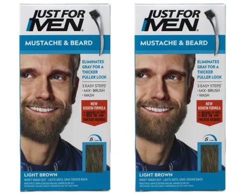 Vista 20 de JUST FOR MEN Gel de color para bigote y barba M-45, marrón oscuro 1 cada uno (paquete de 2)