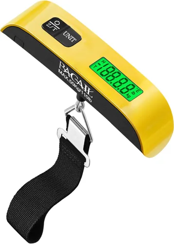 Vista 10 de BAGAIL Báscula digital de equipaje, báscula de equipaje colgante de 110 libras con pantalla LCD retroiluminada, báscula de pesaje portátil