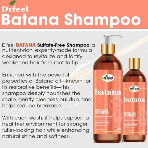 Vista 4 de Difeel Batana Shampoo 33.8 onzas - Champú fortalecedor sin sulfato para un cabello más grueso, más suave y manejable