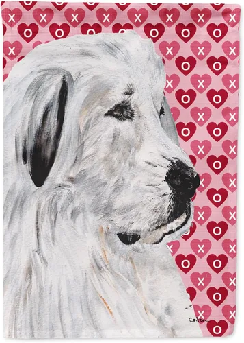 Vista 210 de Caroline's Treasures SS4484GF Bandera de jardín con diseño de bulldog inglés y corazones para el Día de San Valentín, bandera decorativa para patio