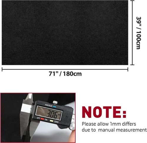 Vista 2 de MODIGT Alfombra de fieltro de alta calidad de 40 x 70 pulgadas para RV, barco, camión, caja de altavoces, revestimiento de puerta, escritorio (negro)