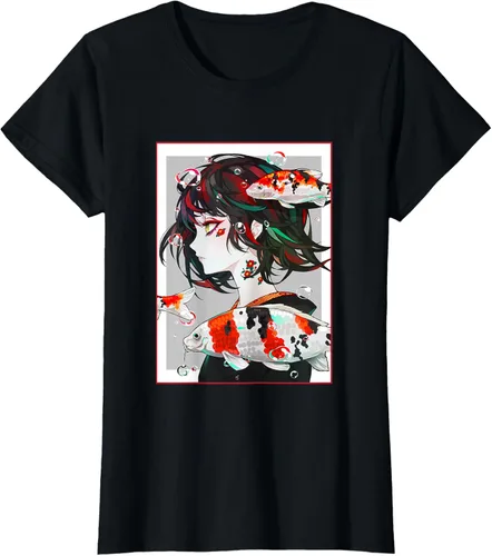 Vista 47 de Camiseta de anime anime japonés estético Otaku Negro