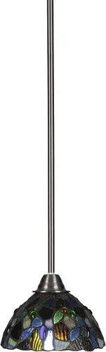 Vista 78 de Toltec Lighting Paramount - Mini colgante de 1 luz en acabado negro mate con cristal de arte perla de 7 pulgadas y estilo negro
