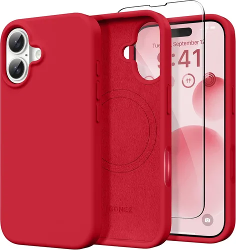 Vista 42 de GONEZ Funda magnética para iPhone 14, compatible con Magsafe, con protector de pantalla + protector de cámara, forro de microfibra antiarañazos