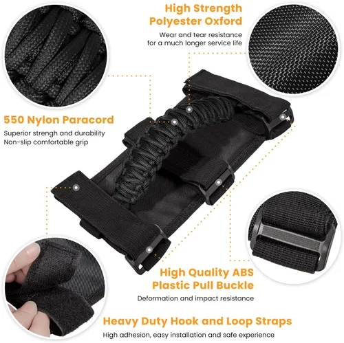 Vista 3 de Asas de agarre para Jeep Wrangler JK JKU JL JLU TJ YJ Sports Sahara Freedom Rubicon Unlimited Gladiator JT 1955-2023 UTV ATV Accesorios Premium 550