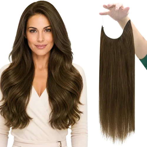 Vista 36 de Fshine - Extensiones de cabello con hilo invisible de 12 pulgadas, color rubio ceniza con reflejos de rubio decolorado, pieza de cabello humano real