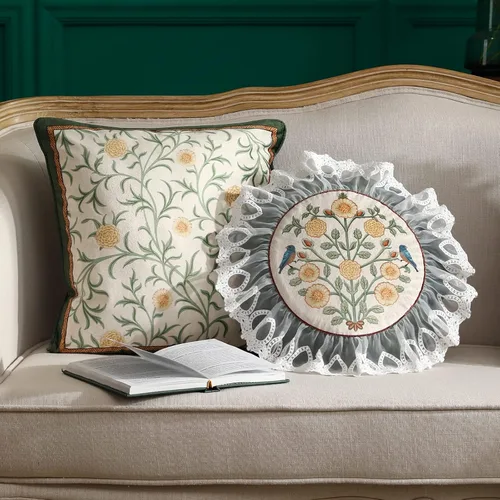 Vista 7 de Patdrea Designer - Juego de 4 fundas de almohada de terciopelo vintage, diseño de Botticelli Elegant Lumbar Ruffle Pillow Case with Zipper,Green