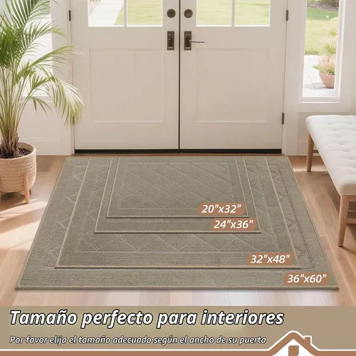 Vista 2 de BEQHAUSE - Tapete para puerta de 20 x 32 pulgadas, antideslizante, color beige