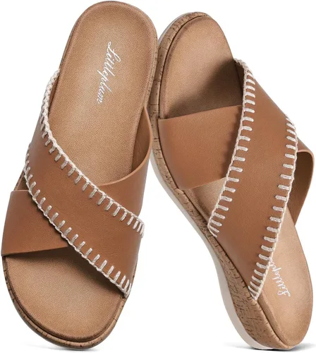 Vista 9 de Littleplum Sandalias para mujer, con soporte de arco, cómodas, planas, transpirables, ajustables, ortopédicas, para caminar, playa, viajes