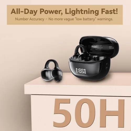 Vista 7 de Auriculares inalámbricos 2026, Bluetooth 6.0, diseño de clip de oreja abierta para un uso cómodo y seguro, duración de la batería de 50 horas