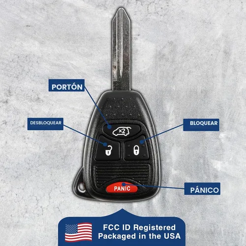 Vista 5 de KeylessOption Llavero para 2004 2005 2006 2007 2008 2009 2010 2011 2012 2013 2014 2015 2016 Chrysler 300 Dodge Durango Ram Jeep Cherokee Remote, 4