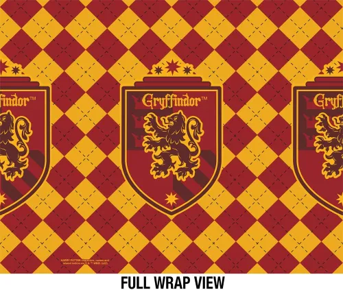 Vista 3 de Harry Potter OFICIAL Griffindor Plaid Sigil - Botella de agua aislada de 24 onzas, resistente a fugas, acero inoxidable aislado al vacío con tapa