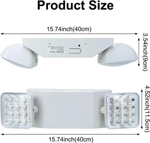 Vista 5 de Commercial LED Emergency Lights with Battery Backup, 2 Head Indoor Fixture, AC120-277V Hardwired 6 PCS