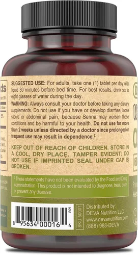 Vista 3 de DEVA Vegan Colon Assist: tabletas con magnesio, trifala, cáscara de psyllium, senna, canela y más, 90