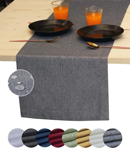 Vista 13 de Camino de mesa negro de 36 pulgadas, bufanda impermeable para aparador, camino de mesa de café para exteriores, elegantes caminos de mesa