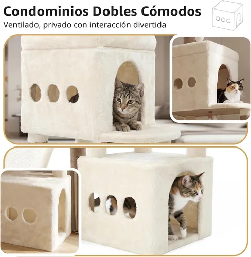 Vista 7 de Heybly Cat Tree - Torre antipunta para gatos de 72.4 pulgadas con perchas