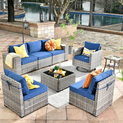 Vista 23 de HOOOWOOO Outdoor Patio Sectional Furniture Sofa Set with Widened Armrest,6 Piece Small Modern Wicker Couch,Modular L Shaped Conversation Seating Set