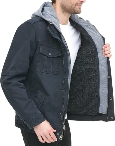 Vista 6 de Levis Chaqueta estilo militar con capucha de algodón lavado para hombre