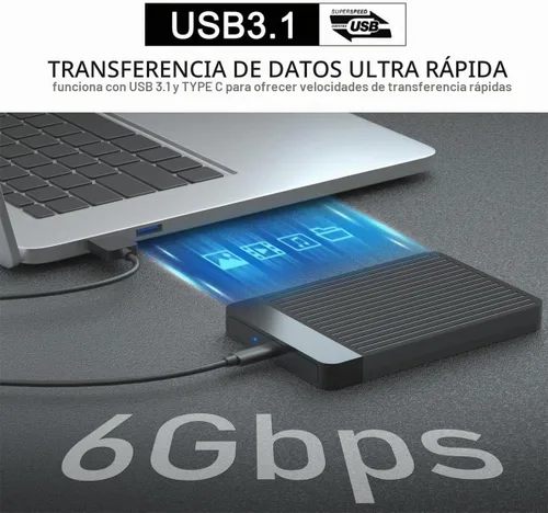 Vista 2 de Disco duro externo portátil ultradelgado de 120 GB, USB 3.1 tipo C, HDD, para PC, Mac, portátil, PS4, Xbox One