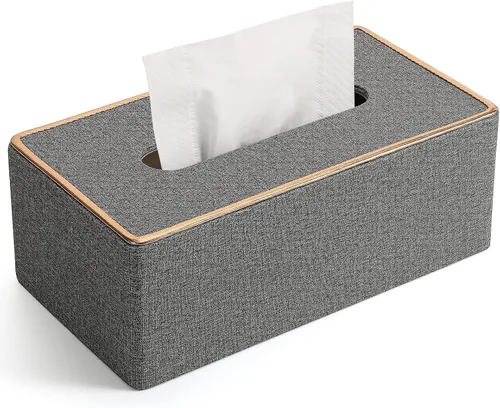 Vista 11 de Cubierta de caja de pañuelos, soporte de caja de pañuelos de cuero PU Rectangular Box Covers para el hogar/oficina/decoración del coche 9.84 "X5.23