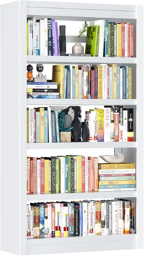 Vista 13 de Estantería de Libros, Librero Resistente de 5 Niveles, Estantería Ajustable, Gran Capacidad por Estante, Libreros Modernos para Sala de Estar