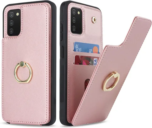 Vista 36 de Lipvina Funda para Samsung Galaxy A03s con tarjetero, Galaxy A03s Funda tipo cartera para mujer, tarjetero de crédito, soporte de anillo, fundas