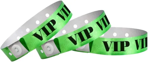 Vista 10 de 100 pulseras holográficas de plástico VIP azules de Wristco - Pulseras para eventos