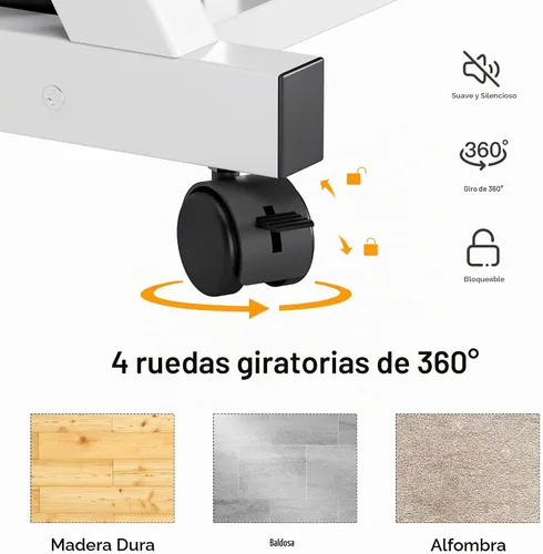 Vista 7 de sogesfurniture Carrito de escritorio portátil compacto para computadoras Blanco