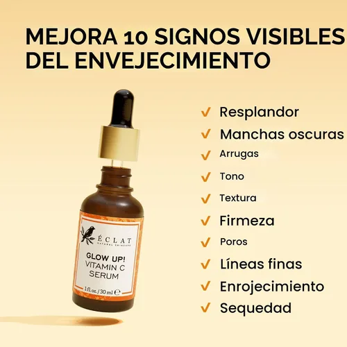 Vista 3 de Suero facial con vitamina C, ácido hialurónico, ácido ferúlico y vitamina E, suero iluminador facial antienvejecimiento para el cuidado de la piel