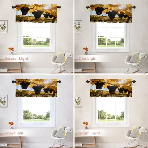 Vista 226 de Shrahala Orange Autumn Autumn Blackout Curtain Tiers, Fall Kitchen Valance Light Blocking Tier Drapes with Rod Pocket, 2 Pack 26 X 24 in