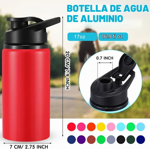 Vista 2 de Eaasty - Paquete de 16 botellas de agua de aluminio de 17 onzas con tapas a
