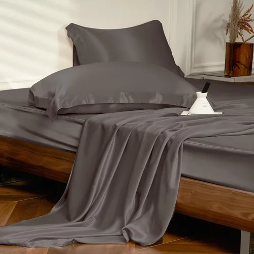 Vista 16 de THXSILK Juego de sábanas de seda de 4 piezas, 100% seda de morera de 25 momme de hebra larga, juego de sábanas y fundas de almohada, extremadamente