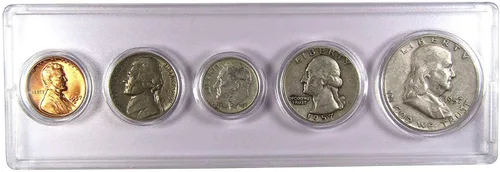 Vista 12 de Juego de 5 monedas coleccionables de 1934 en buen o mejor estado para regalo