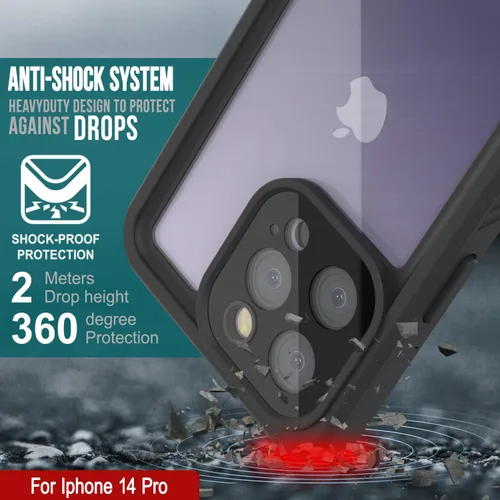 Vista 4 de PunkCase Funda impermeable para iPhone 14 Pro [Extreme Series] [Slim Fit] [a prueba de golpes] [a prueba de nieve] cubierta de armadura