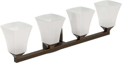 Vista 3 de Moen Voss YB5164ORB - Accesorio de tocador de baño de doble montaje con 4 luces de bronce aceitado con vidrio esmerilado