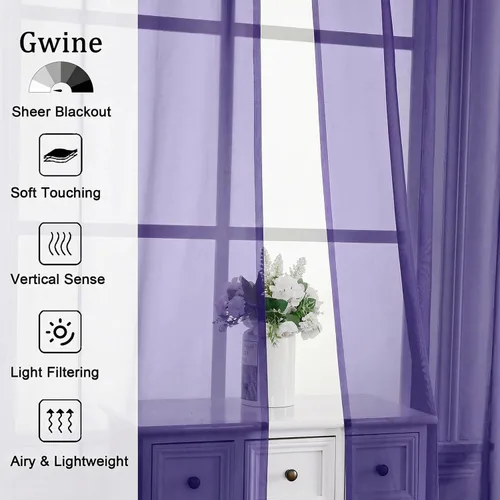 Vista 13 de Gwine Cortinas traslúcidas doradas de 96 pulgadas de largo, 2 paneles para Dorado